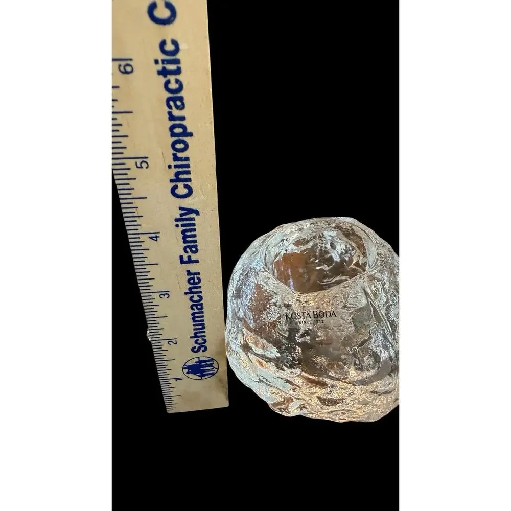 Vtg 2 Snowball Glass Votive Candle Holders Kosta Boda?